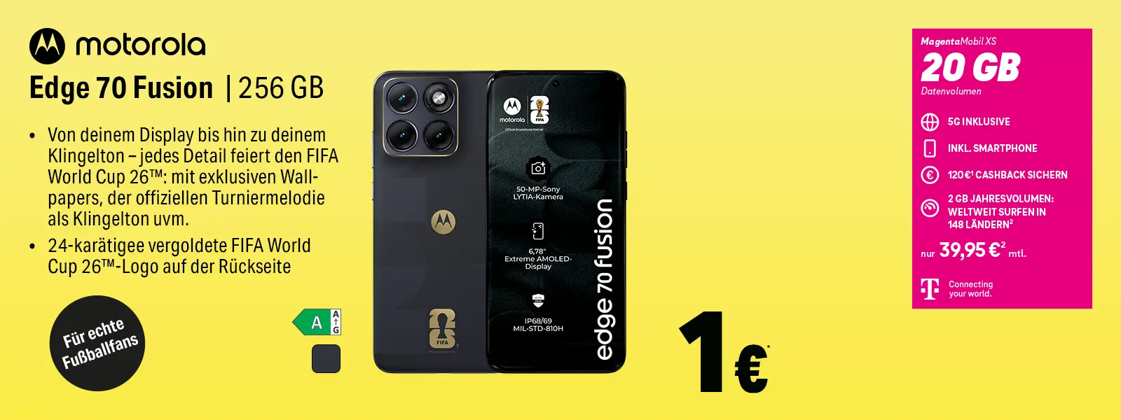 Motorola Edge 70 Fusion 256 GB Smartphone-Angebot mit 20 GB 5G Tarif